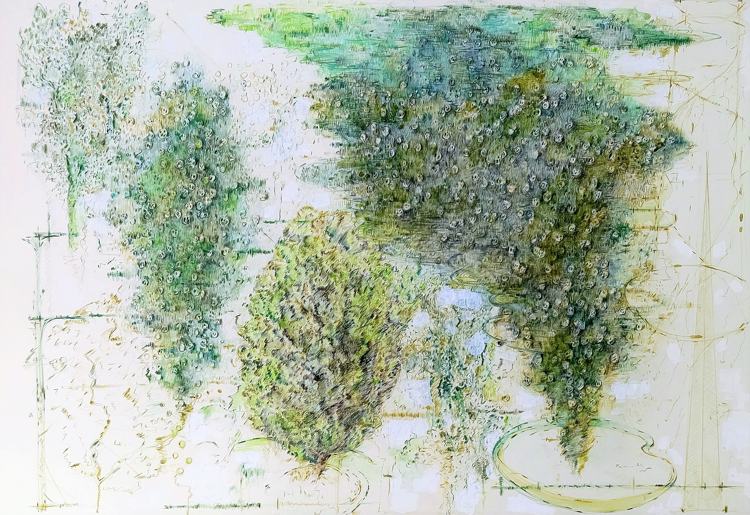 Green Falling     1997　　555×789㎜　　　　　　　　　colorpencil on paper