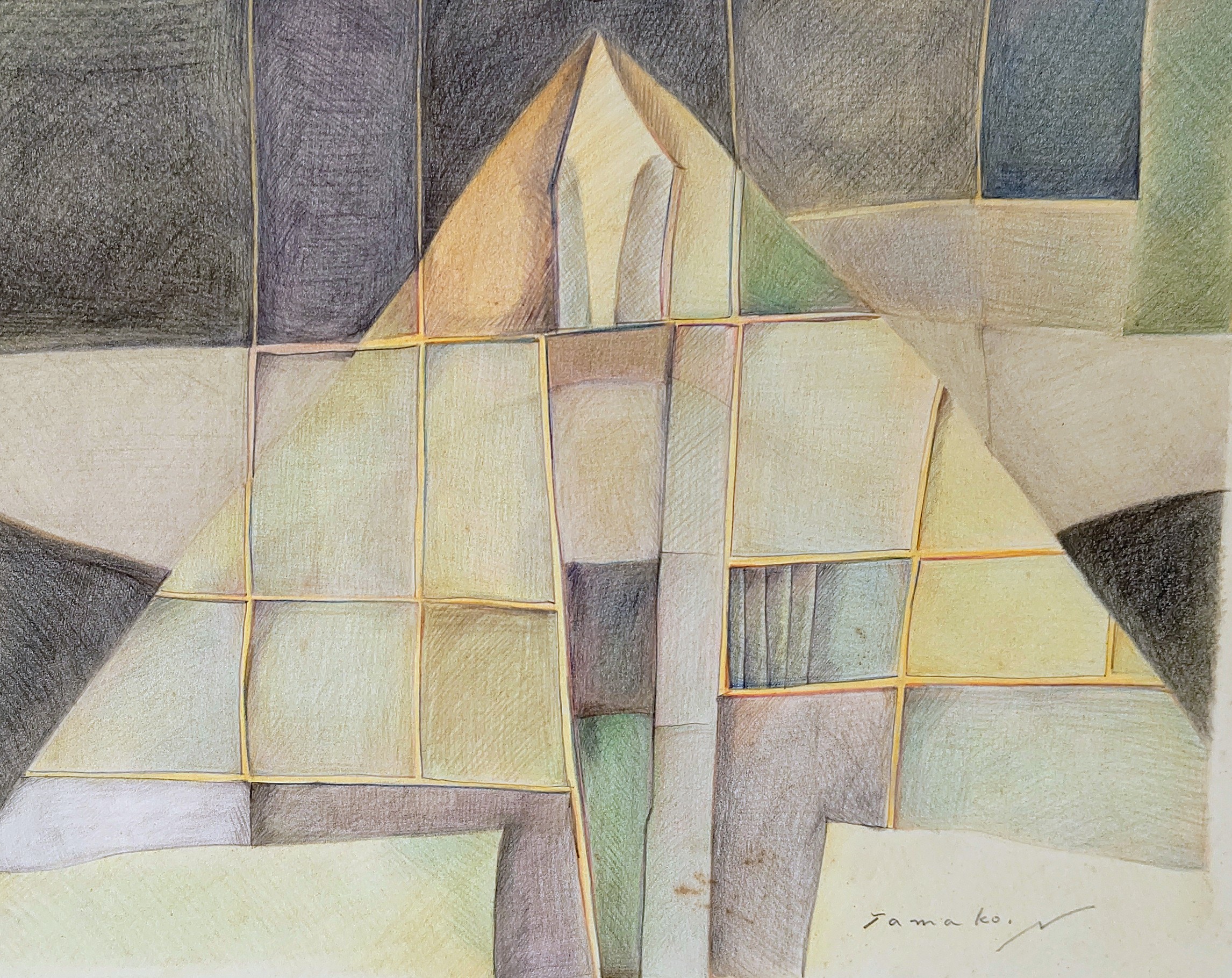 My Pyramid  1980　　　　295×285㎜　　　　colorpencil on paper