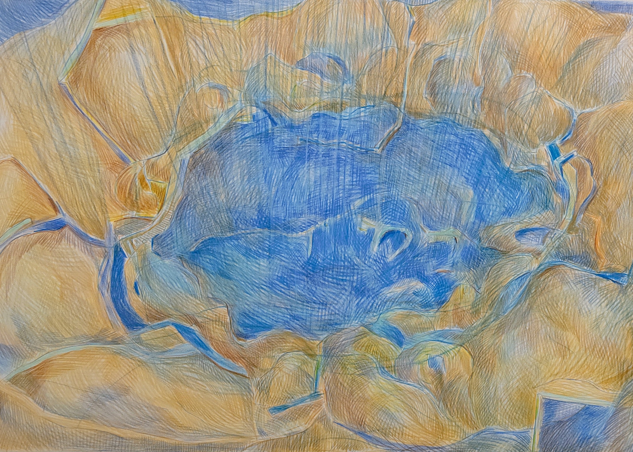 水と土　1990年　310×445㎜　　　　　　　　　　　　色鉛筆、紙