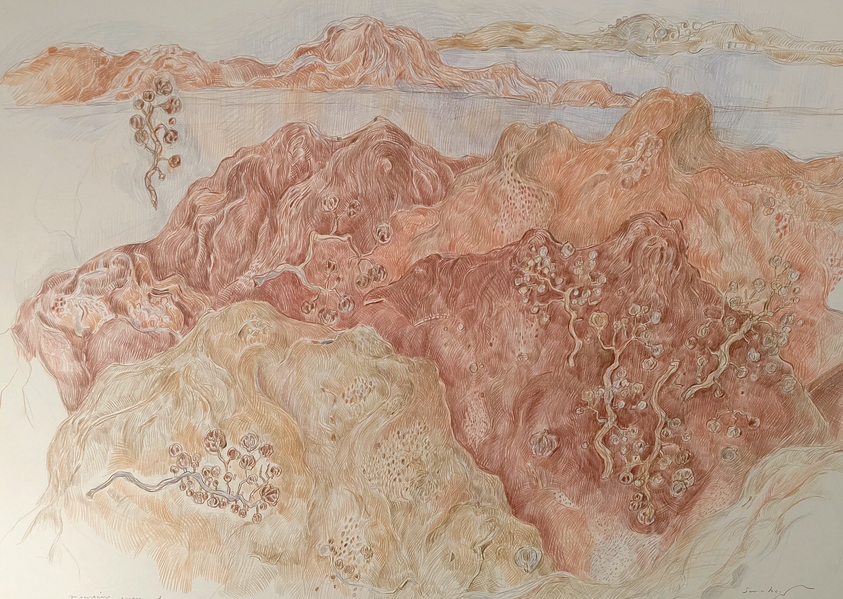 山の図⑥　1990年　　555×789㎜　　　　　　　　色鉛筆、紙