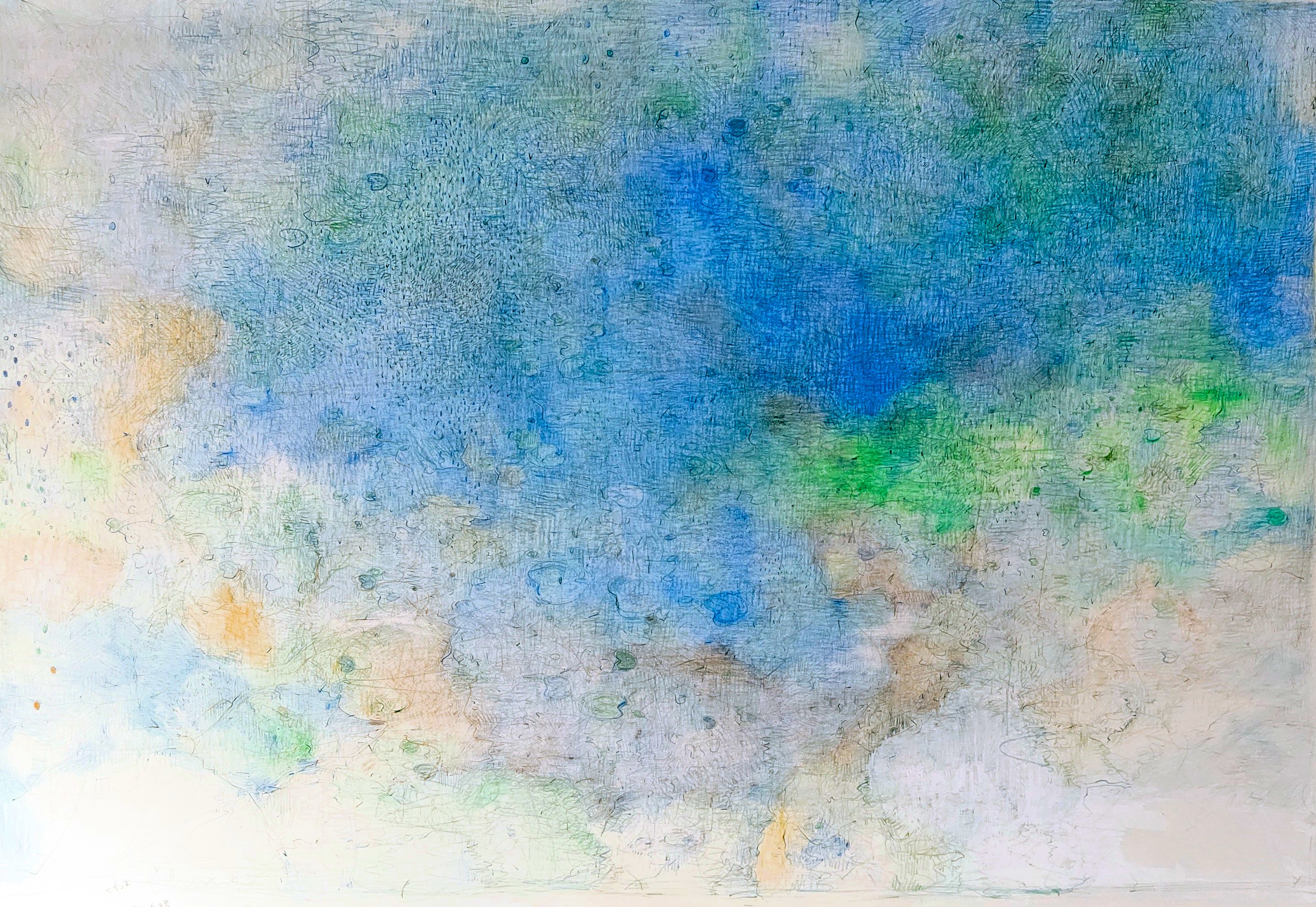 水辺　　2015年　520×755㎜　　　　　　　　　　　彩色铅笔，纸　　　　　　